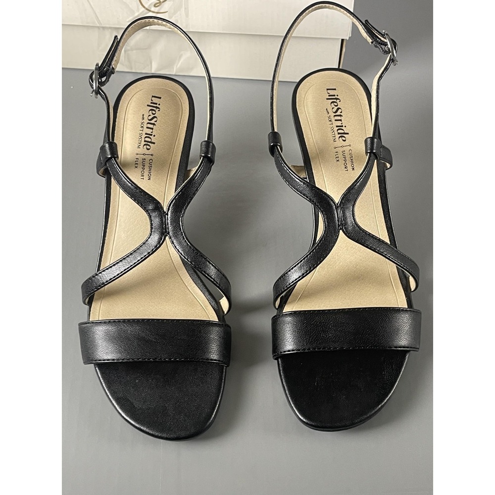 LifeStride Sandals Womens Size 7 Black Nolita Strappy Low Heel Comfort Shoes - Picture 3 of 10